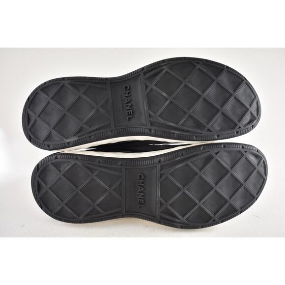 Chanel 23K Mens Grey Black White CC Logo Lace Up Low Top Trainer Sneaker 45 12 - Picture 13 of 13